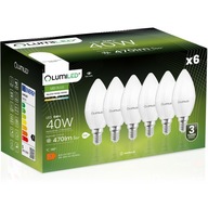 6x LED SVIEČKOVÁ Žiarovka B35 E14 5W = 40W 470lm 4000K Neutrál 180° LUMILED