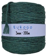 Twisted Cotton Macrame Strun GREEN Ekologická priadza 200m 3mm