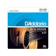 gitarové struny DADDARIO. akustické. 12-53 GTR 80/20 EJ11