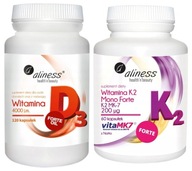 Aliness Vitamín D3 4000 + K2 MK-7 Imunita 180k.