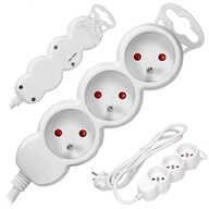 Power Strip Napájací predlžovací kábel Trojitý uzemňovací kábel 5m Biely