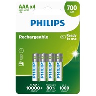 Batéria PHILIPS 700mAh AAA R03, blister so 4 ks