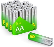 VÝKONNÉ, efektívne alkalické batérie GP SUPER Alkaline G-TECH AA LR6 - 16 ks