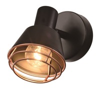 Nástenná lampa, čierna, medené tienidlo, lampa E14 40W Neria
