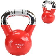 KTC06 ČERVENÁ RUKOVÄŤ CHROMOVÁ Vrúbkovaná LIATIA KETTLEBELL 6KG