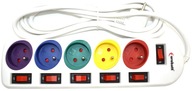 Predlžovací kábel Power Strip 5 zásuviek s kolíkom a vypínačom 3m