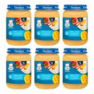 GERBER Dezert Jablká, mango, broskyne s tvarohom 6x190g