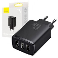 BASEUS RÝCHLA SIEŤOVÁ NABÍJAČKA PRE TELEFÓN 3x USB 17W VÝKONNÁ UNIVERZÁLNA