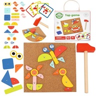 KORKOVÁ LIŠTA DREVENÁ LIŠTA MONTESSORI PUZZLE WOOPIE KLADIVO