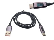 USB -> USB-C 1m opletený kábel s wattmetrom