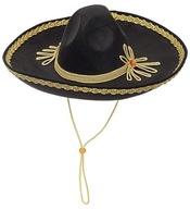 MEXICKÉ SOMBRERO BLACK GOLD FLOWERS DELUXE