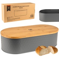SIVÁ KOVOVÁ BREADBANK s BAMBUSOVOU DOSKOU NA KRAJENIE KARL HAUSMANN BREADBANK