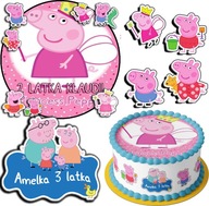 SÚPRAVA TORTOVÝCH TORT 30CM + 17 POZNAKOV - PEPPA PIG + MENO 24CM 26CM