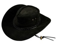 Rozsah Skoczów čierny kožený kovbojský klobúk