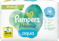 Pampers Harmonie Aqua - Jemné vlhčené obrúsky pre deti 3 x 48 ks