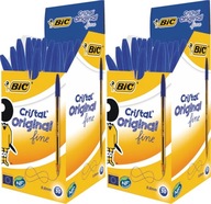 BIC Cristal Fine Original guľôčkové pero, modré, 100 ks