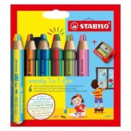 STABILO WOODY DUO pastelky hrubé 6k + strúhadlo