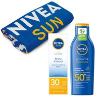 NIVEA SUN Krém na tvár s SPF30 filtrom + opaľovací krém + uterák