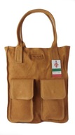 Vera Pelle Shopper Bag Pockets Camel