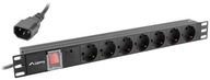 Lanberg power lišta 2m RACK PDU 19" 1U 10A 7x SCHUKO C14 200cm ČIERNA