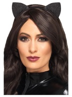 Čelenka Cat Ears, čierna, LESKLÁ, trblietka