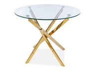 Okrúhly sklenený stôl 90x90 Zlaté nohy AGIS SIGNAL