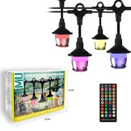 FAREBNÁ SVETLÁ GARDEN GARLAND 12x RGB LED 11,5m APLIKÁCIA NA DIAĽKU IP65