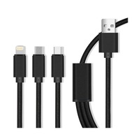 3v1 USB Lightning USB-C microUSB kábel 1,0 m 2,1A