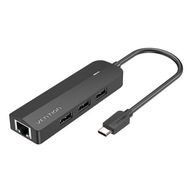 USB-C hub pre 3x USB 2.0, RJ45, Micro-B Vention 0,15 m