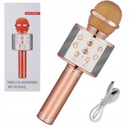 Mikrofónny bluetooth reproduktor DETSKÉ KARAOKE USB RUŽOVÉ ZLATÉ