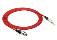 Červený XLR F-Jack Stereo 6.3 mikrofónový kábel 6m