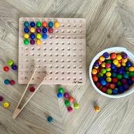 Matematická tabuľa s loptičkami, plsť, počítanie, triedička, vysypávacia tabuľa, Montessori