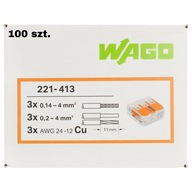 100x WAGO RÝCHLOSPOJKA 3x0,14-4 221-413