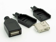 Zásuvka USB typu A - s krytom - namontovaná - samica