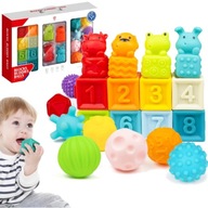 EDUCATIONAL SOFT SENSORY GUMBER BLOCKS 20 EL farebné hryzátka