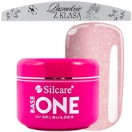 Silcare Base One Nail Building Gel UV gél Shimmer Misty Rose + FILE