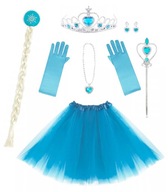 PRINCEZNÁ ELSA FROZEN OUTFIT RUKAVICE BRAID + TUTU SUKŇA