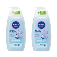 NIVEA BABY 2v1 Kúpeľový gél a šampón s pumpičkou pre deti 2 x 500ml