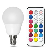 RGB LED ŽIAROVKA S DIAĽKOVÝM OVLÁDANÍM 5,5W GUĽA E14