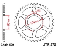 JT R478-46ZBK 46Z zadné ozubené koleso čierne KLE 650