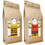 Sada kávových zŕn 2x1kg Etiópia + Kolumbia 100% Arabica - čerstvo pražená