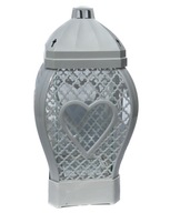 lampáš na sviečku Glamour Heart Openwork Large BIELY 37cm + VLOŽKA ZDARMA