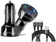 Rýchla nabíjačka do zapaľovača cigariet 3x USB QC