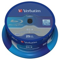 Verbatim BD-R, Single Layer 25 GB, vretenová, 43837,