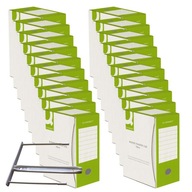 20x Q-CONNECT archivačná krabica, kartón, A4/150mm, zelená + 20 klipov