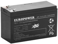 EUROPOWER AGM batéria EPL série 12V 7,2Ah T1