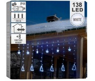 Christmas Tree Curtain Stars 138 LED studených bielych svetiel