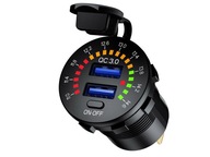 ZÁSUVKA NA MOTORKU 2X USB QC 3.0 36W + VOLTMETER