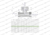 Symetrické metrické hydraulické T-kus BAB M22x1,5 15L (XEVT) Waryński
