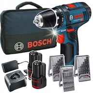 BOSCH GSR 12V-15 + akumulátor 2x 2Ah + vrecúškové vrtáky